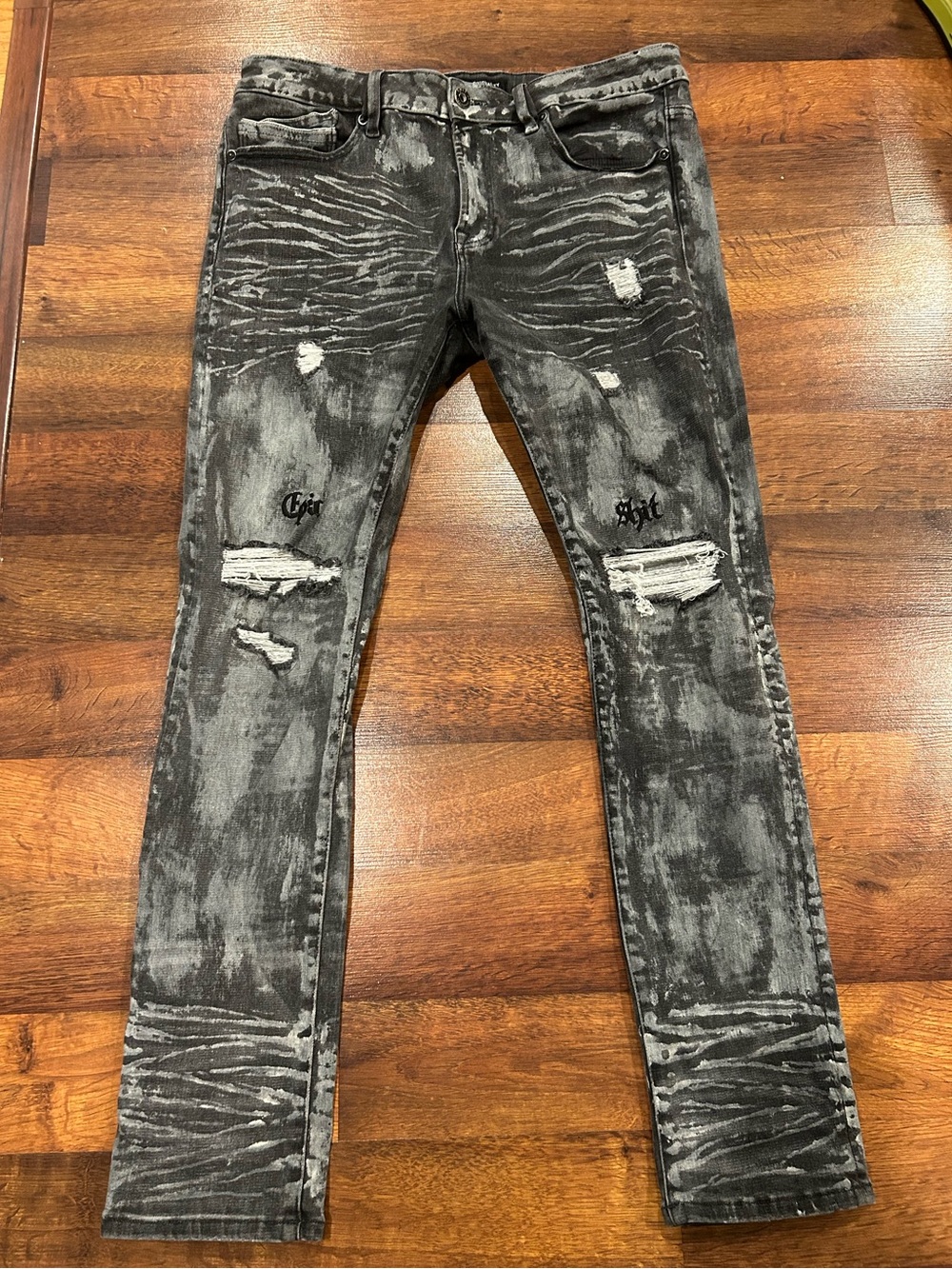 Cult of Individuality Punk Super Skinny
Men's Stretch Jeans 38/32 Paint Splatter